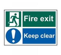 Spectrum Industrial Fire Exit Keep Clear S/A PVC Sign 300x200mm 1540