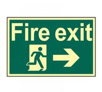 Scan Fire Exit Running Man Arrow Right - Photoluminescent 300 x 200mm SCA1581