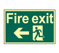 Scan Fire Exit Running Man Arrow Left - Photoluminescent 300 x 200mm SCA1583