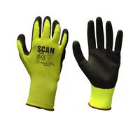 Scan 2ARK49L-26 Hi-Vis Yellow Foam Latex Coated Gloves -Xl (Size 10)