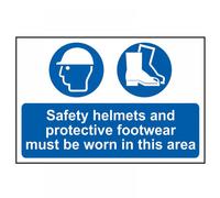 Scan 4001 Safety Helmets & Footwear To Be Worn - Pvc Sign 600 X 400Mm