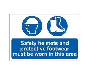 Scan 4001 Safety Helmets & Footwear To Be Worn - Pvc Sign 600 X 400Mm