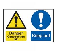 Scan SCA4005 Self adhesive PVC sign - Danger Construction site Keep out - 600 x 400mm