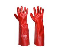 Scan GLOGAUN18 PVC Gauntlet with Cotton Knitted Liner - Red