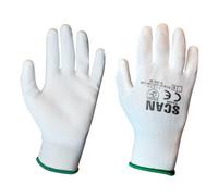Scan 5004W White Pu Coated Gloves - Medium Size 8 Pack 12 Scaglopuw12M