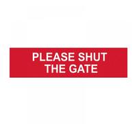 Scan SCA5250 Self adhesive PVC sign - Please shut the gate - 200 x 50mm, White