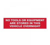 Scan SCA5256 Self adhesive PVC sign - No tools or equipment stored in this vehicle overnight - 200 x 50mm
