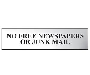 Scan 6023C No Free Newspapers Or Junk Mail - Polished Chrome Effect 200 X 50Mm