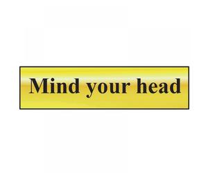 Scan 6030 Mind Your Head - Polished Brass Effect 200 X 50Mm