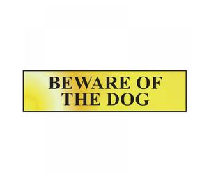 Scan 6050 Beware Of The Dog - Polished Brass Effect 200 X 50Mm