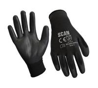 Scan Black Pu Coated Gloves - Medium Size 8 240 Pairs Scaglopu240M