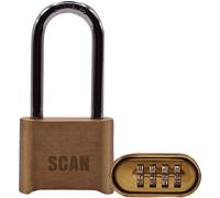 Scan Brass Combination Padlock 50mm Long Shackle