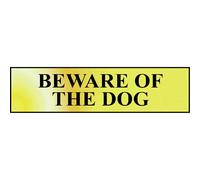 Scan 6050 Beware Of The Dog - Polished Brass Effect 200 X 50Mm