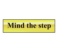 Scan Brass Effect Mind The Step Sign 200mm 50mm Standard