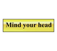 Scan 6030 Mind Your Head - Polished Brass Effect 200 X 50Mm