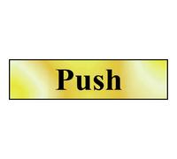 Scan Brass Effect Push Sign 200mm 50mm Standard