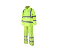 Scan Hi-Vis Rain Suit Yellow - Waterproof High Visibility Jacket & Trouser Set, Reflective Safety Workwear with Reflective Tape, Breathable Back Yoke & Adjustable Fit, EN ISO 20471 Class 3 - Size L
