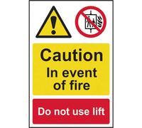 Scan Caution Event of Fire Do Not Use Lift PVC Sign 200mm 300mm Standard