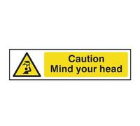 Scan Caution Mind Your Head - Pvc Sign 200 X 50mm Multi Colour (200 X 50mm)