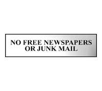 Scan 6023C No Free Newspapers Or Junk Mail - Polished Chrome Effect 200 X 50Mm
