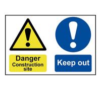 Scan SCA4005 Self adhesive PVC sign - Danger Construction site Keep out - 600 x 400mm