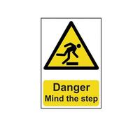 Scan Danger Mind The Step - Pvc Sign 200 X 300mm Multi Colour (200 X 300mm)