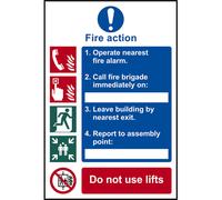 Scan Fire Action Procedure Sign 200mm 300mm Standard