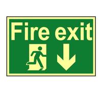 Scan Fire Exit Running Man Arrow Down - Photoluminescent 300 X 200mm Multi Colour (200 X 300mm)