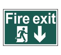 Scan Fire Exit Running Man Arrow Down - PVC 300 x 200mm SCA1503