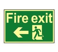 Scan Fire Exit Running Man Arrow Left - Photoluminescent 300 X 200mm Scan Multicolor