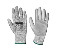 Scan H3101-3 Grey Pu Coated Cut 3 Gloves - Medium Size 8Scaglocut3M