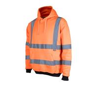 Scan Hi-Vis Hoodie Orange - High Visibility Safety Workwear, 100% Polyester, Reflective Tape, Fleece Lining, Drawcord Hood & Pouch Pocket, Conforms to EN ISO 20471 Class 3 & RIS-3279-TOM - Size L