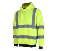 Scan Hi-Vis Hoodie- Yellow - High Visibility Safety Workwear, 100% Polyester with Reflective Tape, Fleece Lining, Drawcord Hood & Pouch Pocket, Conforms to EN ISO 20471 Class 3 - Size XL