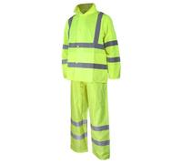 Scan Hi-Vis Rain Suit Yellow - Waterproof High Visibility Jacket & Trouser Set, Reflective Safety Workwear with Reflective Tape, Breathable Back Yoke & Adjustable Fit, EN ISO 20471 Class 3 - Size L