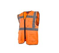 Scan Hi-Vis Utility Waistcoat - High Visibility Safety Workwear Vest with Reflective Tape, Multi-Pocket Storage & ID Holder, 100% Polyester, EN ISO 20471 Class 2 & RIS-3279-TOM - Orange, Size M