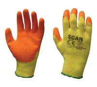 Scan Knit Shell Latex Palm Gloves Orange - Large (Size 9) (Pack 12)