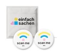 Scan Me NFC Stickers, Pack of 2, Versatile Linkable & Overwritable, 3 cm Diameter, For Digital Business Cards, Websites, Shops, Treatwell, Social Media, Menus & Locations