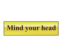 Scan Mind Your Head - Polished Brass Effect 200 X 50mm in Yellow Scan Yellow