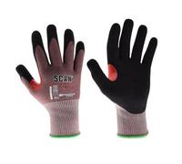 Scan Cut Resistant Level F Gloves, Nitrile Palm, Enhanced Grip, Conforms to EN 407 and EN 388, Size L