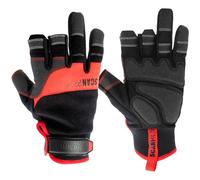 Scan Pro Three Finger Framers Gloves- High Dexterity Work Gloves with Reinforced Palm, Spandex Flex Fit, Knuckle Protection & Fingertip Grip, EN388 Rated - Size L (9)