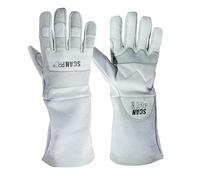 Scan Pro Welding Gloves - Premium Leather Flame Retardant Protective Gloves with Reinforced Palm & Thumb, Aramid Stitching, Extended Gauntlet Cuffs, EN388, EN407 & EN12477 Certified - Size XL (10)