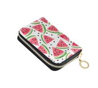Scan Proof Wallet Women Leather RFID Blocking Credit Card Wallets Cute Red Watermelon Slices White Zipper Wallet with Coin Pocket