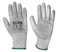 Scan H3101-3 Grey Pu Coated Cut 3 Gloves - M (Size 8)