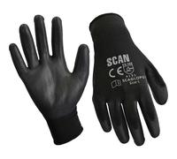 Scan PU Coated Work Gloves Black L Pack of 12