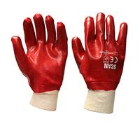 Scan Pvc Knitwrist Glove , Red