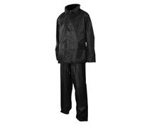 Scan Rain Suit Black - Waterproof Jacket & Trouser Set with Breathable Back Yoke, Pack-Away Hood, Elasticated Cuffs & Adjustable Fit, Conforms to EN 343 3:1:X - Size L