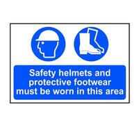 Scan Safety Helmets & Footwear To Be Worn - Pvc Sign 600 X 400mm Multi Colour (400 X 600mm)