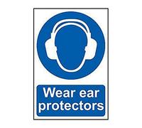 Scan SCA0005 Self adhesive PVC sign - Wear ear protectors - 200 x 300mm