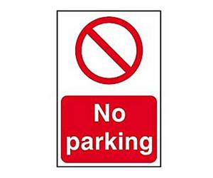 Scan SCA0605 Self adhesive PVC sign - No parking - 200 x 300mm, White