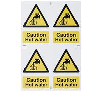 Scan 1309 Caution Hot Water - 4 Pvc Signs 100 X 100Mm